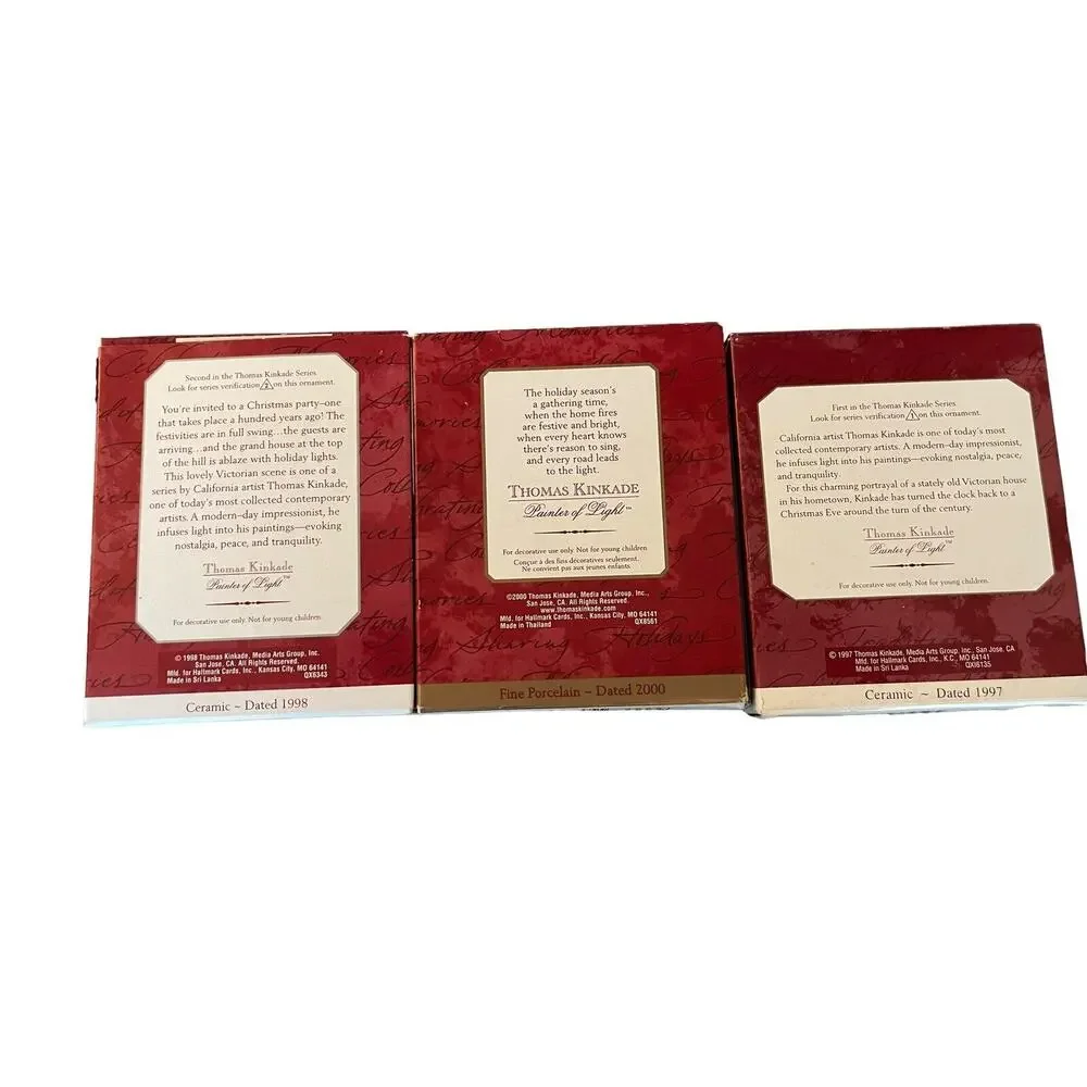 Hallmark Keepsake Ornaments Victorian Christmas Thomas Kinkade Lot Of 3 Vintage